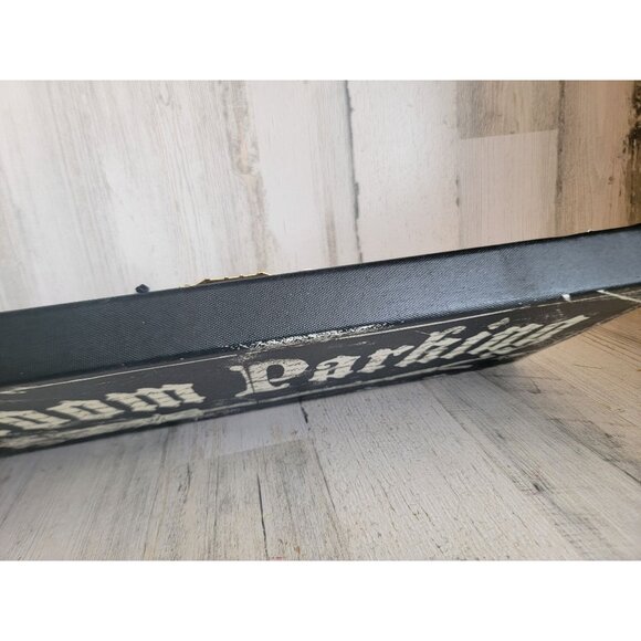 Broom parking canvas black hanging Halloween spider web home decor - Picture 5 of 7